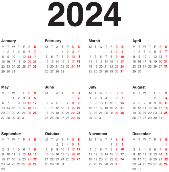 Calendar Logo Transparent 2024 Calendar 2024 Ireland Printable   2024 EU Transparent Calendar Black PNG Image 